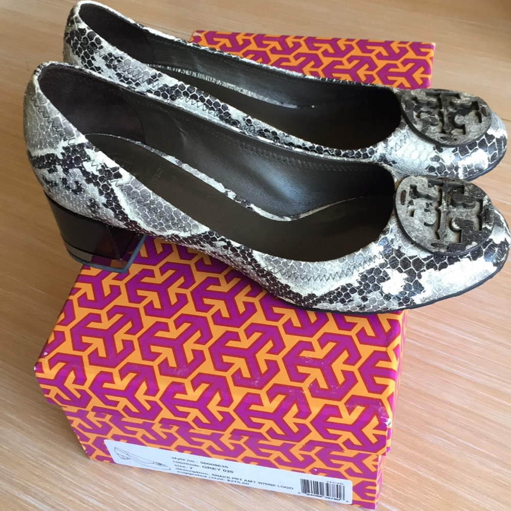 Final Price Tory Burch Snake Print Block Heel Pump - image 1